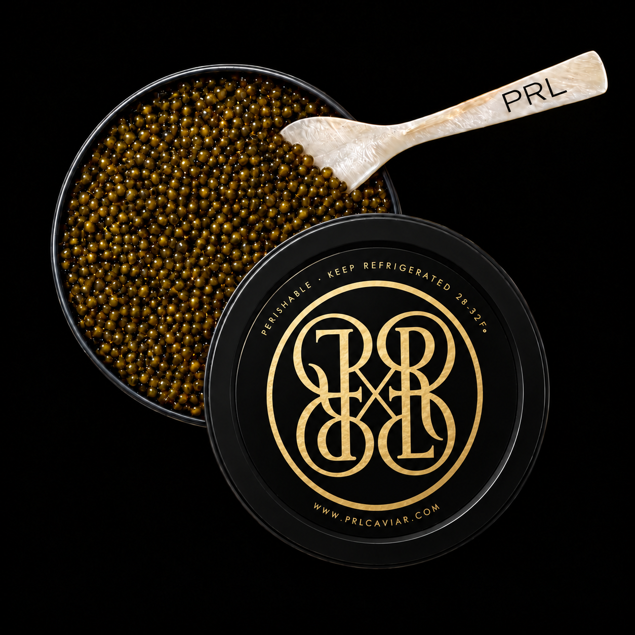 PRL Osetra caviar with a mother of pearl spoon